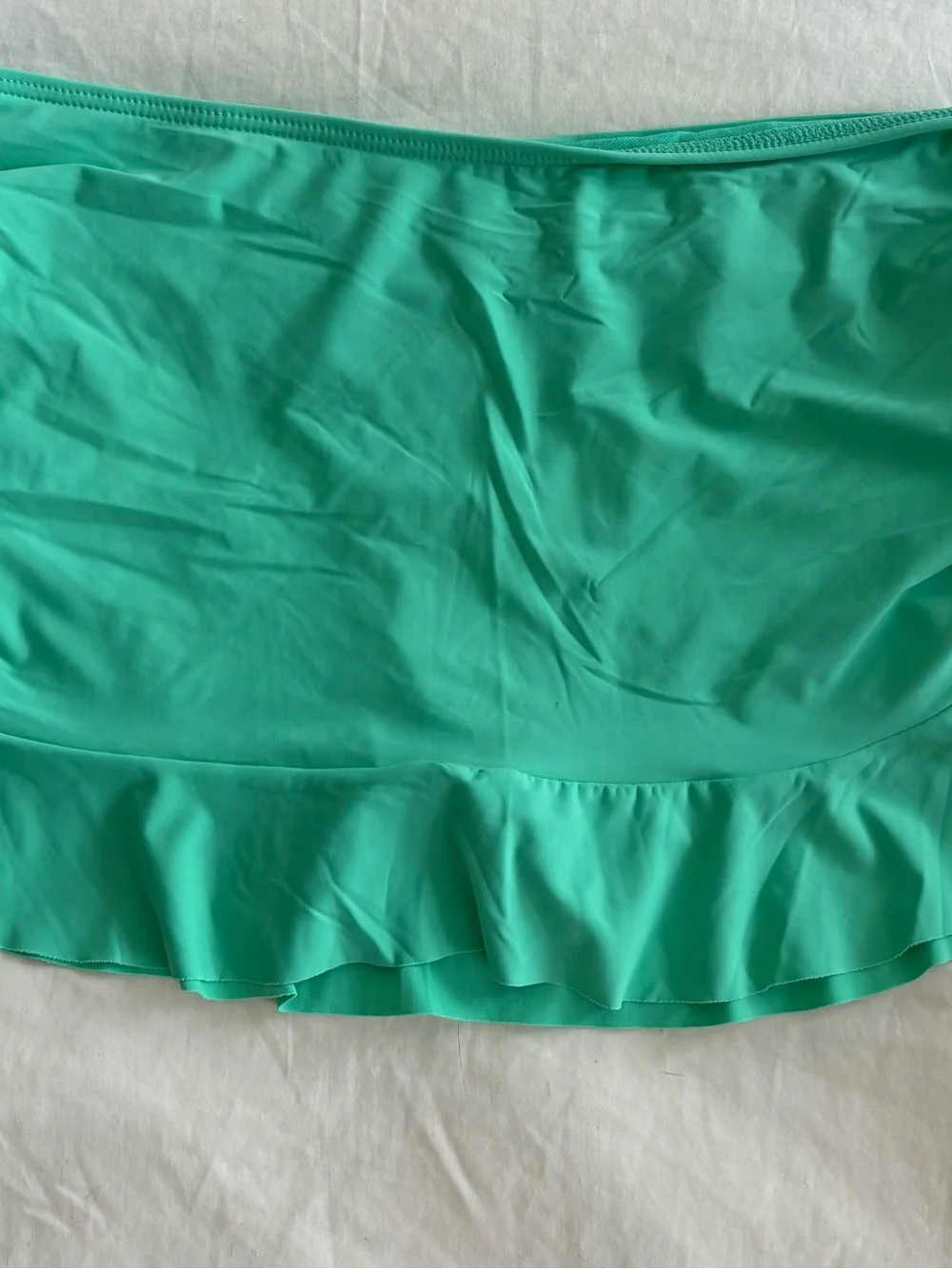 Strapless Ruffle Swim Cover-Up Skirt in Mint Green